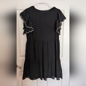 Who What Wear Black Mini Dress with Ruffle Trim